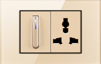 Prise murale avec interrupteur lumineux en verre trempé doré, USB Type C, norme américaine, prise Mexique, Japon, Thaïlande, 118