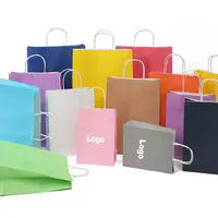Kleurrijke Cosmetische Gift Bags Custom Logo Wit Bruin Kraft Gift Ambachtelijke Winkelen Papieren Zakken Met Handvat