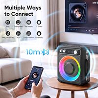 Máquina de Karaoke Todo en Uno / Altavoz Portátil con 2 Altavoces, Luces RGB, Sistema de Karaoke para el Hogar, Micrófonos Dobles para Interiores/Exteriores