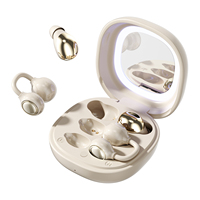 Ensemble d'écouteurs 2-en-1 avec miroir de maquillage, écouteurs invisibles pour le sommeil, écouteurs à clipser à oreille ouverte, Bluetooth 6.0