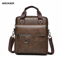 Sac bandoulière rétro en cuir vertical portable pour homme, sac messager imperméable en cuir avec fermeture éclair pour homme