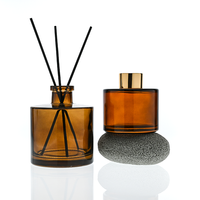 Bouteille diffuseur en verre ambré 50ml 100ml 150ml 200ml 250ml avec bouchon en bois, contenant diffuseur d'arômes de luxe, emballage pour parfum d'intérieur