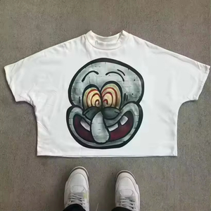 Camisetas recortadas 100% algodón Y2K impreso gráfico camisetas Streetwear alta calidad lujo Boxy hombres camisetas - Product Image 3