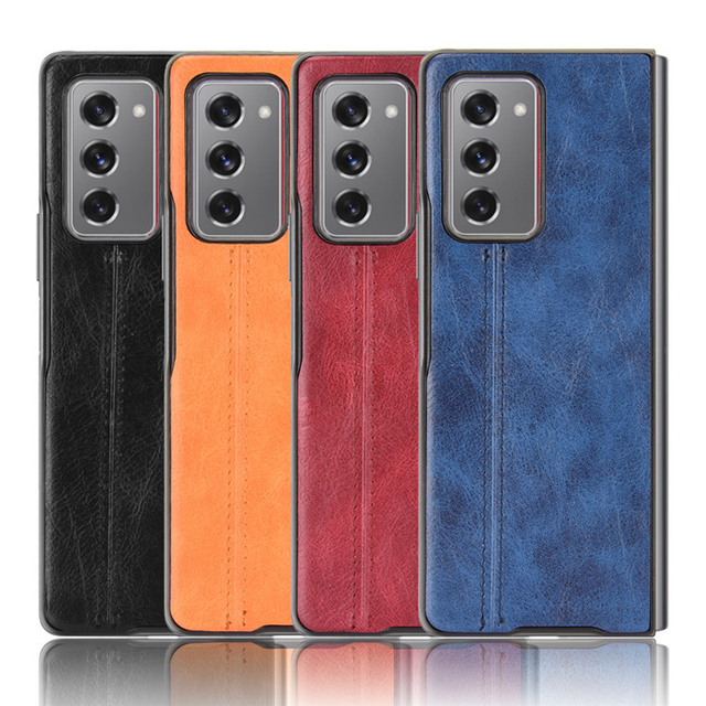 Leather Phone Case for Samsung Galaxy Z Fold 6 5 4 3 2 Fold2 Fold3 Fold4 Fold5 PU Phone Back Cover Shockproof Shell