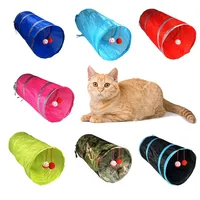 Terowongan Kucing Lipat Bermotif Satu Lapis, Mainan Pop Play Tube dengan Lonceng, Terowongan Lantai Portabel untuk Kucing, Bahan Poliester