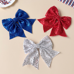 Pinza para el pelo con lazo grande de purpurina y lentejuelas brillantes, bonitos lazos de cinta con cola de golondrina, horquillas para el pelo, accesorio para el pelo de fiesta para mujeres, niñas y niños - Product Image 3