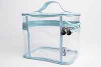Ensemble de 4 sacs cosmétiques transparents en PVC avec logo personnalisé, grande capacité, sac de toilette en PU