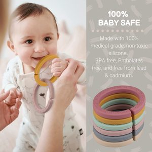 Sans BPA, vente en gros, jouet, soulagement des dents de bébé, Bracelet doux biologique, jouet, anneaux, Clip, <span class=keywords><strong>anneau</strong></span> de liaison en Silicone - Product Image 3