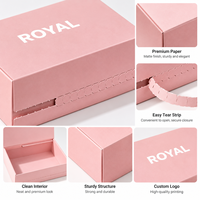 Boîte d'expédition pliable en carton ondulé rigide rose avec logo personnalisé, bande de déchirement, pour montres de luxe, commandes e-commerce