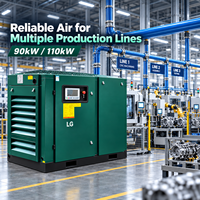 Compresseur d'air électrique industriel à vis 90kW 110kW 8 10 13 Bar pour pièces automobiles et lignes de production multiples