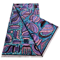 Tissu imprimé africain en coton peigné biologique 6 yards, pur coton, pour vêtements, batik, turban et pagne, vente en gros