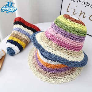 Summer Sun <strong>Cheap</strong> Beach Straw <strong>Hats</strong> Sun protection Korean Style <strong>Bucket</strong> <strong>Hat</strong> Custom Women Knit Fisherman rainbow Beach Western <strong>Hat</strong> - Product Image 3