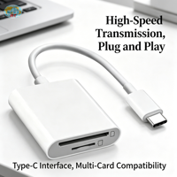 Lector de Tarjetas OTG Multi-Puerto Tipo-C / 8 Pines, Compatible con Tarjetas TF/SD para Teléfonos Android, Tabletas, Laptops y Cámaras
