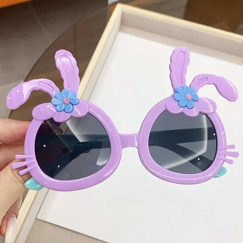 Wholesale Fashion Trendy Anti-UV Black Pink Kids Ear Sunglasses 2023