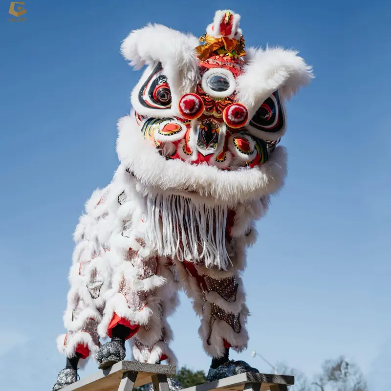 Traje de dança de leão adulto tradicional lã, festa ano novo chinês, leão, dança