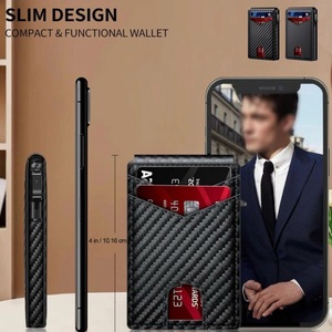 Portefeuille tactique pour homme en fibre de carbone avec blocage RFID, fin, à rabat, avec porte-cartes magnétique, fente pour carte d'identité, poche avant - Product Image 4