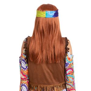 Déguisement <span class=keywords><strong>Hippie</strong></span> pour adulte 60/70/80s, 7 pièces, ensemble d'accessoires, perruques de carnaval - Product Image 6