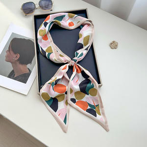 Moda Polka Dot elmas şekilli baskı dar şerit bağlı çanta kolu bayanlar için ipek eşarp 13*130cm uzun saç kravat eşarp - Product Image 3