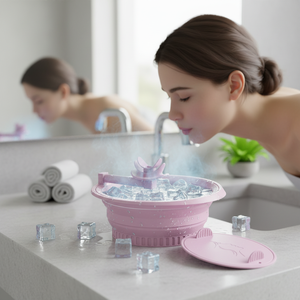Bol facial en silicone pliable avec tubes <span class=keywords><strong>de</strong></span> respiration et bac à glaçons intégré pour la cryothérapie cutanée - Product Image 2