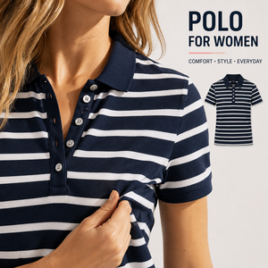 Polo para Mujer, Camisa de Golf de Lujo Personalizada, a Rayas, Suave, Elástica, Transpirable, Marca Privada, Fabricante OEM ODM - Product Image 1