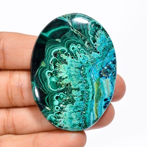 จี้คริสโซโคลลา144.5 ct.malachite chrysocolla ขนาด51X37X6มม. พลอยทรงวงรีสำหรับจี้แหวนอัญมณีหลวม - Product Image 1