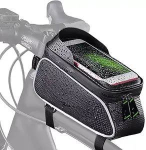 Bolsa para ciclismo com quadro frontal para bicicleta e bicicleta, suporte à prova d'água para celular, suporte para guiador, bolsa com tubo superior