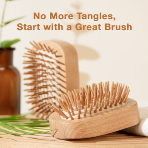 Wholesale Mini Bamboo Hair <b>Brush</b> with <b>Round</b> Wooden Pins for Travel Beauty Care Fine Hair Styling - Product Image 2