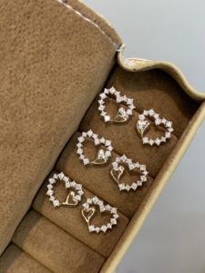 Aretes de Diamantes Xinfly con Diseño de Corazón, Corte Brillante Natural, Oro 18k AU750, Joyería para Novia, Regalo de Boda, Hipoalergénicos y Duraderos - Product Image 3