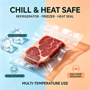 Sac sous vide de qualité alimentaire, pochette à trois soudures latérales en LDPE, sac d'emballage thermosoudable pour la conservation de la viande, du jambon, des sushis et des aliments - Product Image 6