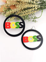 Pendientes de madera estampado León Rasta