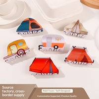 Nouvel Arrivage Pince à Cheveux Requin Motif Tente de Camping et Camping-car, Accessoire pour Chignon ou Coiffure Relevée pour Femme, Logo Personnalisé