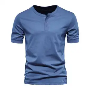 Factory Wholesale Custom Men's Pure Color T-Shirt Collar Buttons Can Solve Sweat Breathe Freely with Short Sleeves