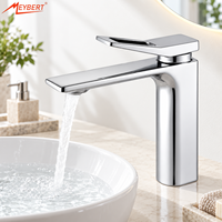 Robinet de lavabo monotrou à poignée unique en laiton avec cartouche céramique, design moderne, pour hôtels et usage extérieur