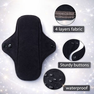Serviettes hygiéniques réutilisables en coton noir tendance, imperméables, pour les règles et l'<span class=keywords><strong>incontinence</strong></span> féminine, lavables pour l'hygiène - Product Image 6
