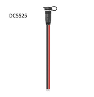 Prise d'alimentation CC à montage sur panneau 5,5x2,1 mm et 5,5x2,5 mm avec capuchon anti-poussière, connecteur CC fileté, câble rouge et noir avec extrémités pré-étamées