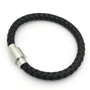 Stainless Steel Magnetic Buckle <b>Braided</b> Leather <b>Cord</b> Bracelet Unisex Fashion Simple Gift Jewelry - Product Image 3
