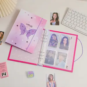 Kawaii A5 fotoğraf albümü bağlayıcı 6-holes gevşek yaprak bts Photocard toplamak kitap sert kağıt kapak 3/5 inç kart kollu çanta kırtasiye