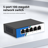 Switch Ethernet Rápido de 5 Puertos 10/100Mbps RJ45, Carcasa Metálica, No Administrado, Montable en Escritorio/Pared, Plug and Play, Capacidad de 1Gbps