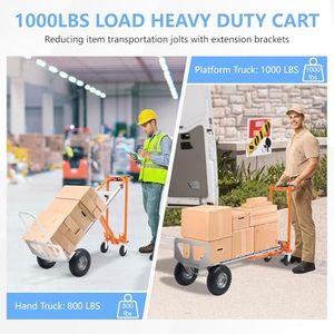 Carretilla de Mano Convertible 4 en 1, Carro Plegable con <span class=keywords><strong>Ruedas</strong></span> Sólidas, Capacidad de Carga de 350 kg, Carro Resistente <span class=keywords><strong>para</strong></span> Logística, Compras, Hogar, Oficina, Mudanzas - Product Image 6