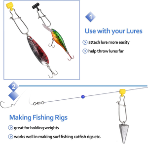 40 unidades/caja Deslizadores de Plomos de Pesca de Alta Resistencia con Conector de Cambio Rápido Duo-Lock para Pesca en Agua Salada, Surfcasting y Montajes para Bagre - Product Image 3