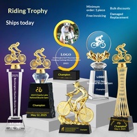Trophées et médailles personnalisés en cristal artificiel et en métal pour les compétitions de vélo de montagne, de cyclisme et de motocyclisme