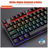 FV-Q609 Keyboard dan Mouse Gaming Mekanik Berkabel dengan Lampu Latar LED Antarmuka USB Bahan ABS Daya Tahan Tombol 5 Juta Klik
