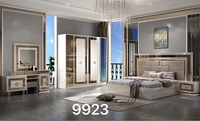 Ensemble de chambre à coucher royale de luxe au design classique turc meubles en bois doré chambre à coucher King Size ensemble de meubles de chambre à coucher de luxe en MDF complet