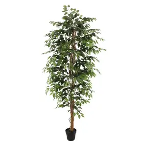 1,2 м экологически чистый природный дерево, идентичный искусственный баньян, зеленые/белые листья, фикус микрокарпа