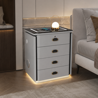 Table de Chevet Intelligente Multifonctionnelle Personnalisable, Moderne, Écologique, Pré-assemblée, à 2 Tiroirs, avec Plateau en Bois et Verre, et Fonctionnalité Sans Fil pour Hôpital