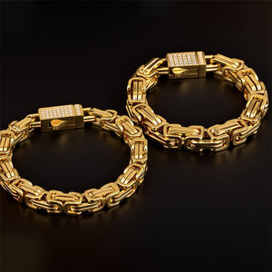 Erkek Takıları Paslanmaz Çelik Özel Zincir Mozanit İmparatorluk Zinciri Seti 18 Ayar Altın Kolye Su Geçirmez Kalın Ataş Zinciri - Product Image 5