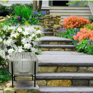 Lampe de jardin en rotin d'extérieur LED étanche pour pelouse, cour, éclairage d'ambiance pour maison, villa, décoration paysagère - Product Image 2