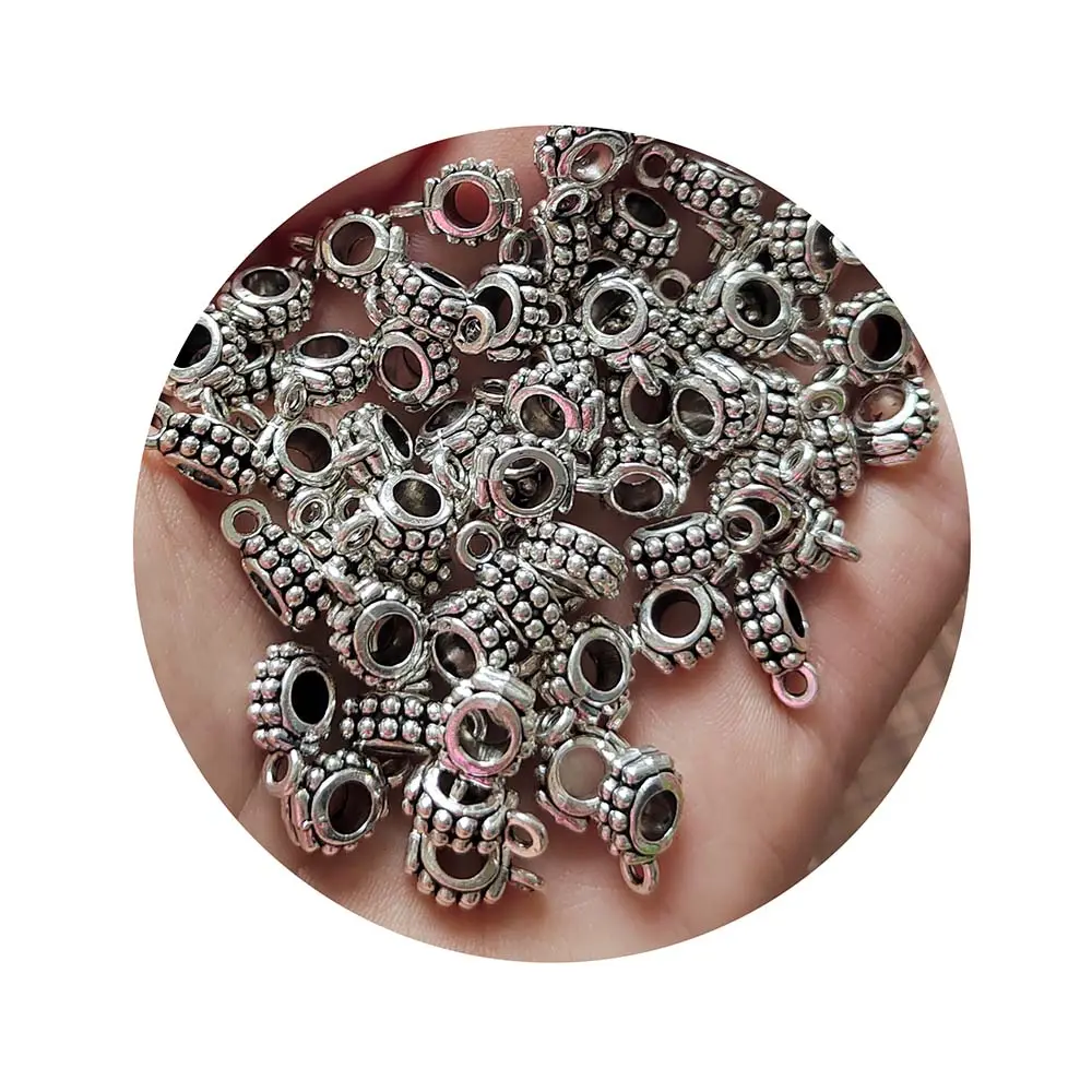 Perak Antik konektor klem tabung manik-manik Spacer Bead gantungan untuk membuat perhiasan Fit Eropa jimat gelang liontin
