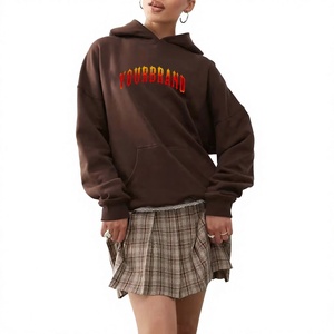 Hoodie oversize en molleton de coton avec imprimé lettres sur le devant, manches classiques, pour femmes - Collection Mode Urbaine - Product Image 1