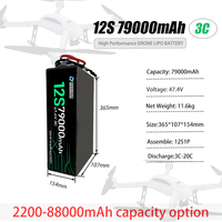 Qiqi UAV batterie à semi-conducteurs 79000mAh 68000mAh 6S 12S 14S 18S 24S 23.7V 47.4V 55.3V 71.1V 94.8V